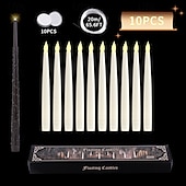 cheap Candle Lights-10/12/20 Pcs Suspended Electronic Candle Lamp Pencil Magic Wand Remote Control Halloween Christmas Party Atmosphere Decoration Lamp AAA Battery Box