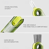 abordables Nettoyage de la cuisine-Lot de 3 brosses de nettoyage multifonctions 3 en 1, brosses en forme de U pour le bord et le couvercle des bouteilles d&#039;eau, thermos, biberons, nettoyage des espaces étroits, outil de nettoyage des