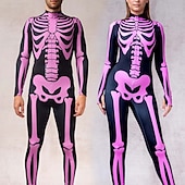 olcso Páros és csoportos jelmezek-koponya csontváz test halloween csoportos páros jelmezek teljes testes macskaruha ijesztő jelmez férfi női fiú gyermek felnőttek előadás buli klub halloween karnevál halottak napja könnyű