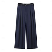 economico gamba larga e vita alta-Per donna Gamba larga Chinos Casual Lunghezza intera Naturale Semplice Gamba larga Comodo Traspirabilità Casual Quotidiano Vinaccia Nero 1 # Nero Verde militare Primavera Autunno Vestibilità comoda