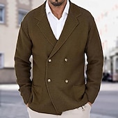 economico Maglioni Cardigan da uomo-Per uomo Felpa Cardigan A Coste Maglia Top Regolari Lavorato a maglia Semplice Dentellato Moderno Contemporaneo Elegante casual Ufficio Casuale Abbigliamento Primavera &amp; Autunno Nero Blu scuro S M L