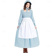 economico Pioniere / XIX secolo-19° secolo anni 1800 Vecchio West Costume Cosplay Abito da prateria Set cuffia e grembiule Pioniere Floreale Per donna Halloween Carnevale Giornata mondiale del libro Vestiti per eventi scolastici