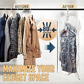 Χαμηλού Κόστους Τσάντες Αποθήκευσης-Κρεμαστές σακούλες στεγανοποίησης κενού αέρος taili, τσάντα εξοικονόμησης χώρου για ρούχα, κοστούμια και σακάκια, οργανωτές ντουλαπιών, ταξίδια, χειροκίνητες ή ηλεκτρικές (χωρίς αντλία αέρα)