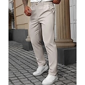 abordables Delgado-Hombre pantalones de traje Pantalones Chinos Bolsillo Botones Plano Comodidad Formal Fiesta Trabajo Moda Estilo clásico Negro Blanco Microelástico