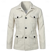 economico Capispalla Elite da Uomo-Per uomo Giacca Leggera Blazer 100% lino Scuola Formale Vacanza Elegante Vintage Estate Primavera Lino Tinta unica Tasca Delicato sulla Pelle Comodo Monopetto Un Bottone Bottone frontale Giacca