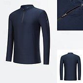 halpa Topit-Miesten Performance paita Urheilullinen t-paita Pitkähihainen Stand-kaula-aukko Topit Ulko- Nopea kuivuminen Hikeä siirtävä hajunvastainen Hengittävä Polyesteri Sininen Vihreä Tumman sininen Kalastus