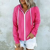 Mujer Chaqueta casual Cómodo Transpirable Bolsillo Exterior Casual Plano Ropa Deportiva Casual Diario Regular Con Capucha Ajuste regular Manga Larga Ropa de calle Negro Blanco Rosa Otoño Invierno abordables chaquetas casuales-Mujer Chaqueta casual Cómodo Transpirable Bolsillo Exterior Casual Plano Ropa Deportiva Casual Diario Regular Con Capucha Ajuste regular Manga Larga Ropa de calle Negro Blanco Rosa Otoño Invierno