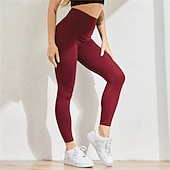 olcso Sima leggings-Női Nadrág Leggingek Utcai sikk Alkalmi Teljes hossz Természetes Sima Rugalmas derék Csat Kényelmes Utca Szabadság Hétköznapi viselet lilásvörös Szürke Fekete Sárga Tél Normál
