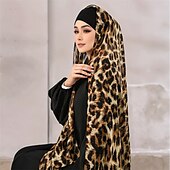 abordables Châles et étoles femme-Foulard Rectangulaire Écharpes pour femmes Écharpes en mousseline de soie Femmes Rue Quotidien Date Brun Écharpe Léopard