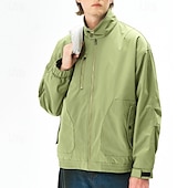 cheap Casual Jackets-Men&#039;s Lightweight Jacket Cargo Jacket Casual Jacket Vacation Daily Windproof Windbreaker Pocket Fall Winter Plain Fashion Classic Stand Collar Regular Black White Purple Green Jacket