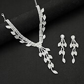ieftine Seturi de Bijuterii-Seturi de bijuterii de mireasă 2 Diamante Artificiale 1 Colier Cercei Pentru femei Lux Clasic Corean Încântător Franjuri Frunze Iubire Neregulat Set de bijuterii Pentru Nuntă Cadou Casual