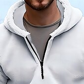 abordables pulls molletonnés-Homme Sweat à capuche Sweat à capuche quart zippé Sweat à capuche en polaire Noir Blanche bleu marine Bleu Gris À capuche Uni Avec Poches Sport &amp; Loisir Occasionnel Quotidien Streetwear Frais