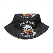 preiswerte Herrenhüte-Herren Eimerhut Oktoberfesthut Schwarz Polyester Druck Mode Lässig Straße Täglich Bier Sonnenschutz Atmungsaktiv