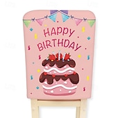 ieftine Husa scaun de sufragerie-huse de scaun festive cu desene animate pentru ziua de naștere - design pe jumătate de corp din catifea culoare piele de piersică pentru ziua de naștere &amp;decor de sărbători, huse detașabile pentru