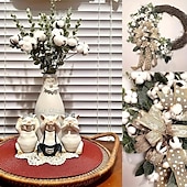 abordables Plantas y Flores Artificiales-20 paquetes de flores secas con tallos artificiales, tallos de plantas artificiales rústicas para jarrones, decoración del hogar, coronas y adornos navideños.