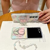 Недорогие Чехлы для Samsung-телефон Кейс для Назначение SSamsung Galaxy Z-образный сгиб 7 Z-сгиб 6 Z Fold 5 Z Fold 4 Z Fold 3 Кейс на заднюю панель со стендом Магнитный с ремешком на запястье Цветочный Цветочный