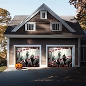 billige Halloween dekorasjon-Halloween Utendørs Garasje Dørtrekk Zombie Håndavtrykk Skjeletter Banner Stor Tapestry Bakgrunn Dekorasjon Ferie Utendørs Garasje Dør Hjem Veggdekorasjoner