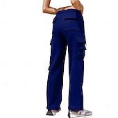 abordables pantalon cargo femme-Femmes Pantalons Cargo Chinos Occasionnel Athlétique Longueur mollet Naturel Uni Ceinture Élastique Poches multiples Confortable Respirabilité Décontracté Quotidien Abricot Bleu de minuit Café Bleu