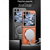 رخيصةأون جراب سامسونج-هاتف غطاء من أجل سامسونج جالاكسي Z فولد 7 Z Fold 5 Z Fold 4 Z Fold 3 غطاء خلفي مع حامل مغناطيس ضد الصدمات مكتب  /  الأعمال TPU جلد PU