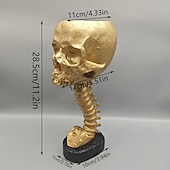 cheap Halloween Hanging &amp; Tabletop Decorations-Halloween Skull Planter &amp; Spine Stand, Resin Skull Head Flower Succulent Cactus Planter Pots,or Home Office Desk Decorations Halloween Scene Statue Sculpture Decorations