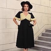 levne Šaty-Retro 50. léta Rockabilly Polední Koktejlky Šaty na šaty Flare šaty Větší velikosti A-Linie Do V Dámské Dovolená Maturita Párty a večer Dospělí Šaty Jaro léto