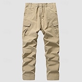preiswerte Cargohosen-Herren Cargo-Hosen Hose Knöpfe Mehrere Taschen Einfach tragbar Outdoor Täglich Campen und Wandern Mode Klassisch Schwarz Khaki