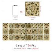 economico Adesivi murali-24 adesivi per piastrelle in stile marocchino, decalcomanie murali in PVC con pellicola di cristallo ispessita, impermeabili &amp;Decorazione murale in piastrelle retrò, antiolio e rimovibili, per bagno,