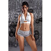 halpa Pohjat-Retro / vintage 1980 luku Kiiltävä metallinen Shortsit Hotpants Disko Paljetti Yhtenäinen väri Naamiaispuku Naisten Karnevaali puku Karnevaali Klubi Pride-paraati Pride-kuukausi Aikuisten Shortsit