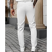 abordables Delgado-Hombre pantalones de traje Pantalones Chinos Bolsillo Botones Plano Comodidad Formal Fiesta Trabajo Moda Estilo clásico Negro Blanco Microelástico