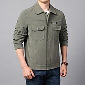 economico Giubbotti Cargo-Per uomo Giacca Leggera Giacca in Velluto a Coste Giacca Cargo Giacca Casual Vacanza Quotidiano Caldo Tasca Primavera Autunno Semplice Moda Classico Bavero Regolare Nero Verde Cachi Giacca