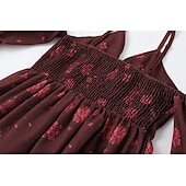 ieftine Rochii Boho-Pentru femei Rochie Mini Rochie florala Rochie Boho Rochie imprimata Rochie occidentală Clasic Modern În aer liber Vacanță Concediu Fit regulat Floare Manșon scurt În V Roșu Vin Vară