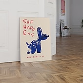 cheap Down to $30-1pc Unframed Contemporary Canvas Poster Inspirational Blue &amp; Red Typography Painting Balloon Dog Prints Canvas Wall Art Artwork Wall Painting For Birthday Gift Bedroom Office Living Room