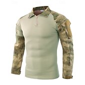 economico Cime-Per uomo Felpa con mezza zip Felpa militare Manica Lunga Collo alla coreana Top Esterno Traspirante Misto Cotone Mimetico Grigio scuro pitone nero Nero Viaggio Corsa