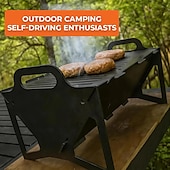 halpa Grillit ja ulkoruoanlaitto-Kokoontaitettava grilli helppoa säilytystä varten Teräksinen helposti kannettava rakogrilli Kokoontaitettavat grillit sopivat täydellisesti retkeilyyn, matkustamiseen ja ulkogrilliin