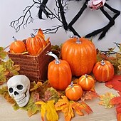 billige Halloween-7 stk/sett hagefestivaldekorasjon 7 stk simulert gresskarmodell falske grønnsaker gjør-det-selv-håndverk hjem bursdag bryllup halloween-dekorasjon fest husdekorasjon perfekt feriegave