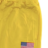 billiga Joggingbyxor-Herr Atletiska byxor Joggingbyxor Joggare Långbyxor Ficka Elastisk midja Snörning Amerikanska flaggan Komfort Utomhussport Dagligen Mode Ledigt Svart Gul Microelastisk