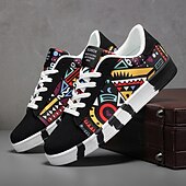 cheap Men&#039;s Sneakers-Men&#039;s Sneakers Walking Casual PU Leather Canvas Comfortable Slip Resistant Breathable Lace-up Black White Red Summer Spring