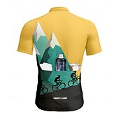 economico Maglie da uomo-Per uomo Maglia da Ciclismo Manica Corta Bicicletta Maglia Top con 3 tasche posteriori Resistente ai Raggi UV Asciugatura Rapida Cerniera Frontale Strisce Riflettenti Giallo Gli sport Abbigliamento