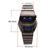 お買い得  デジタル腕時計-メンズ LED ウォッチ ブラック ステンレススチール バンド 長さ クォーツムーブメント デイリー 防水 LED スクリーン スネークデザイン LED ウォッチ