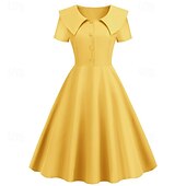 levne Šaty-Retro 50. léta Rockabilly Polední Šaty Šaty na šaty Rozevláté Do V Maškarní kostým Dámské předvečer Všech svatých Karneval Valentýna Čajový dýchánek Retro tematická párty Dospělé Šaty Léto