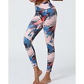 abordables Leggings y mallas de yoga-Mujer Leggings Capri Mallas Leggings de Yoga Control de barriga Alta cintura Gimnasio De Deporte Pilates Prendas de abajo Estampado Negro Amarillo Azul Otoño Deportes Ropa de Deporte Ajuste ceñido