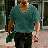 ieftine tricouri de bază-Bărbați Tricou Tee Top Manșon scurt Mânecă scurtă În V Vară Simplu Designer De Bază Contemporan modern Stil Clasic Vacanță Stradă Casual Alb Verde Gri Deschis Top tricou pentru bărbați