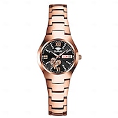 voordelige Quartz-horloges-1 stuk nieuwe modieuze en trendy kalender datumweergave dames quartz horloge IPX7 waterbestendig lichtgevende legering band eenvoudig maar luxe casual leven reizen sport dames zakelijk polshorloge