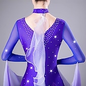 billiga Danskläder till ballroom-dans-elegant ballroom dansklänning kvinnors prestanda valsdansklänning långärmad strass moderna danskläder kostymer