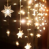 abordables Éclairages d&#039;extérieur-Rideau lumineux flocon de neige glaçon 4 m 90 LED avec alimentation USB et 18 flocons de neige acryliques, 8 modes, télécommande, décoration de Noël, 1 x