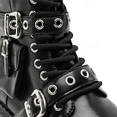 economico Stivali da motociclista-stivali da combattimento con fibbia a rivetto nera da uomo – stivaletti allacciati con plateau gotico per concerti, stile motociclista ed eventi punk