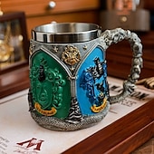 economico Tazze e tazzine-Tazza con emblema del castello magico, boccale da birra retrò in acciaio inossidabile, tazza regalo dell&#039;accademia dei maghi, bicchieri fantasy per fan e collezionisti