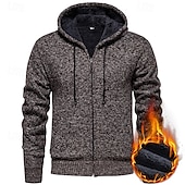 abordables suéter de la rebeca de los hombres-Hombre Chaqueta de Punto Suéter recortado Jersey con cremallera Suéter de punto Estriado Tejer Tops regulares Bolsillo Vellón Plano Con Capucha Moda Clásico Vacaciones Ropa Cotidiana Ropa Otoño