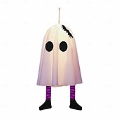 お買い得  ハロウィン室内-ハロウィンゴースト吊り下げゴースト屋内および屋外ポーチツリー中庭ガーデンテラス装飾ライト3照明モード風景ライト1個
