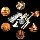ieftine Evenimente de evenimente și petreceri-Set de 310 fitiluri pentru lumânări tip coloană – fitiluri de 3,3 cm, 16,3 cm, cu 10 suporturi și 100 de etichete, ardere fără fum, accesorii pentru fabricarea lumânărilor DIY, pentru uz casnic și